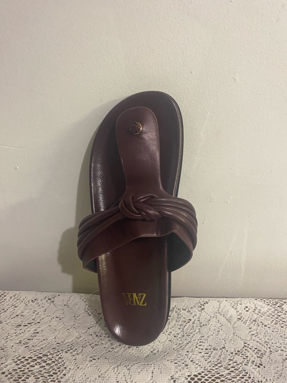 Zara Men's Dark Brown Knotted Toe-Post Sandals
